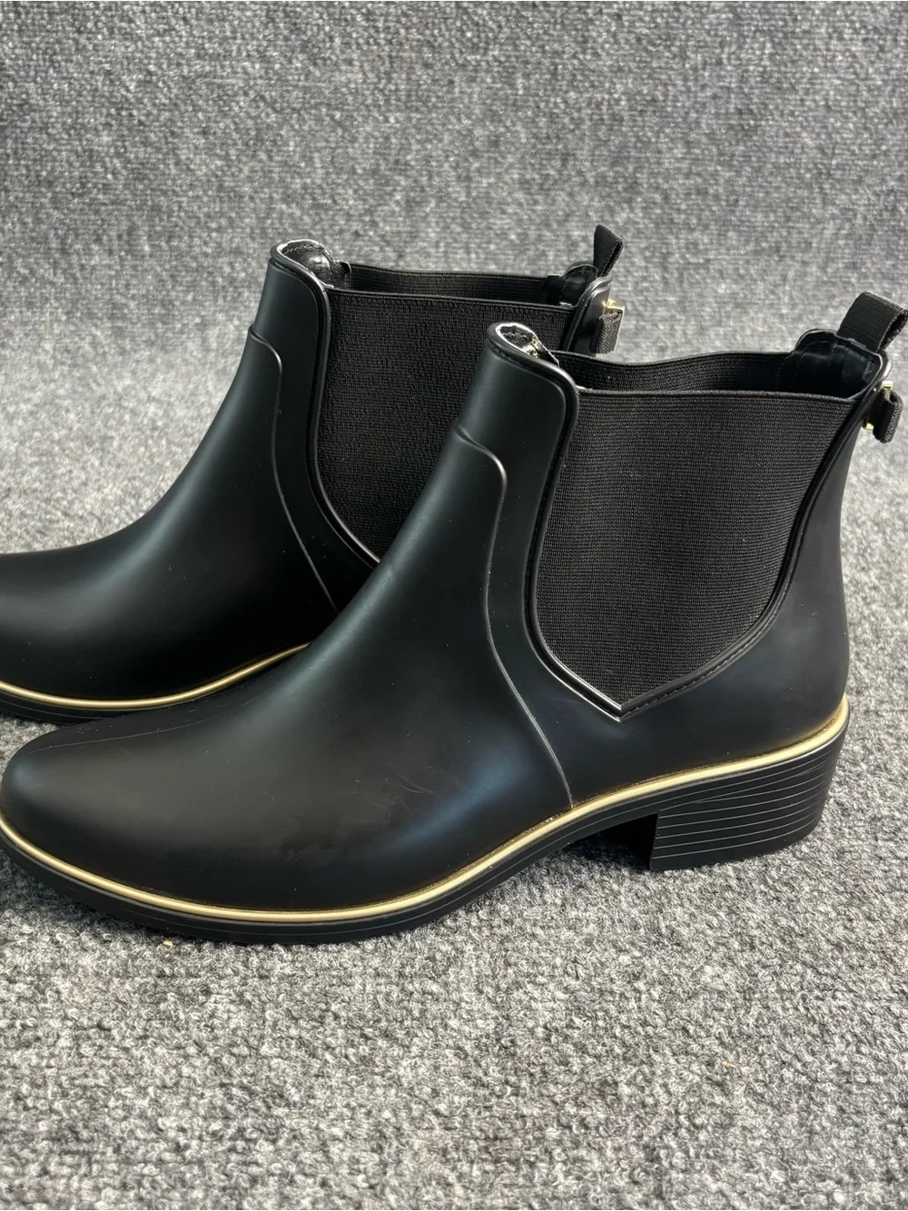 kate spade Black Waterproof Chelsea Ankle Boots with Gold Accent